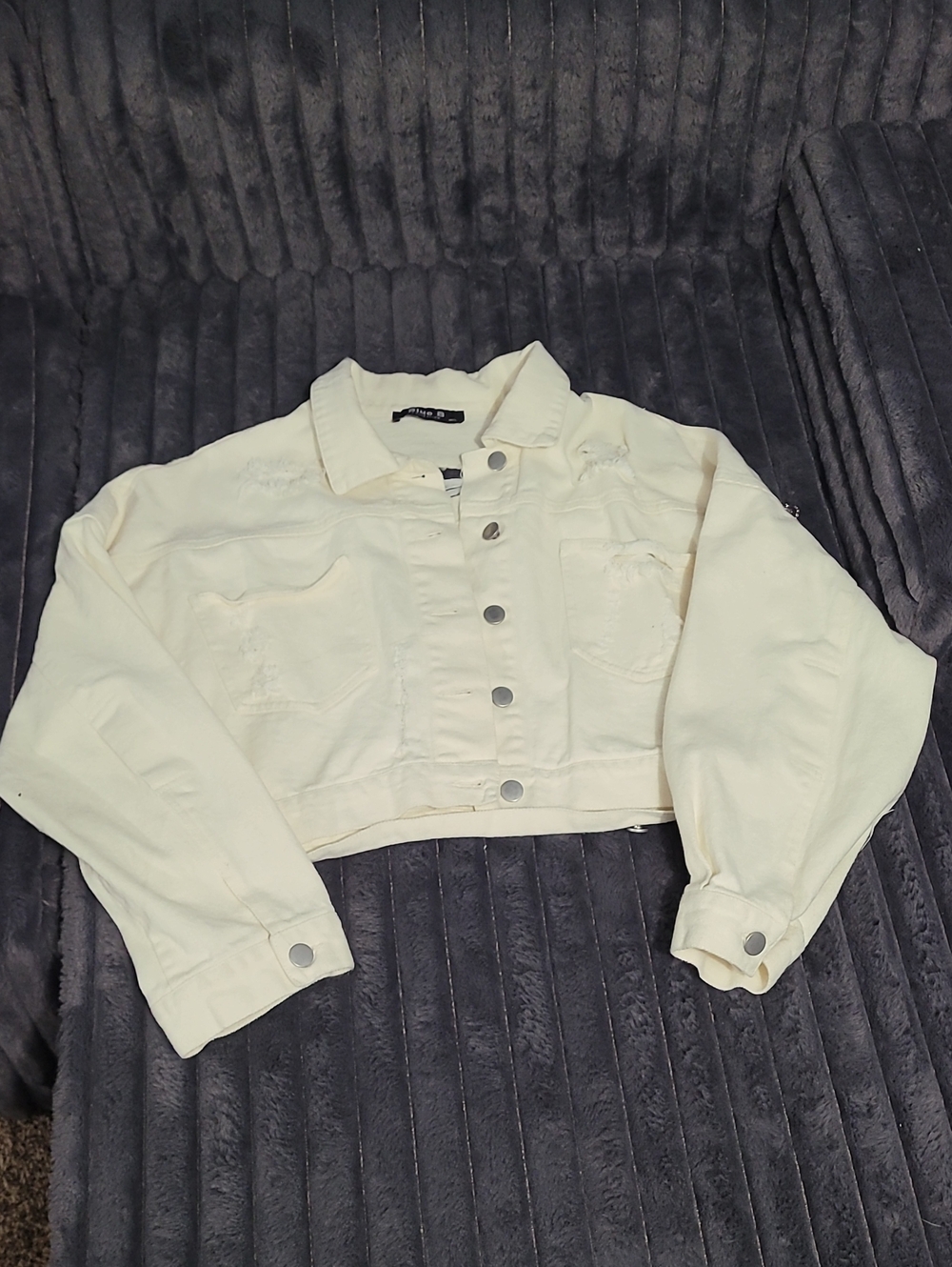 Cropped Cream/white Jean Jacket - Women's Lightweight Denim Coat Distressed